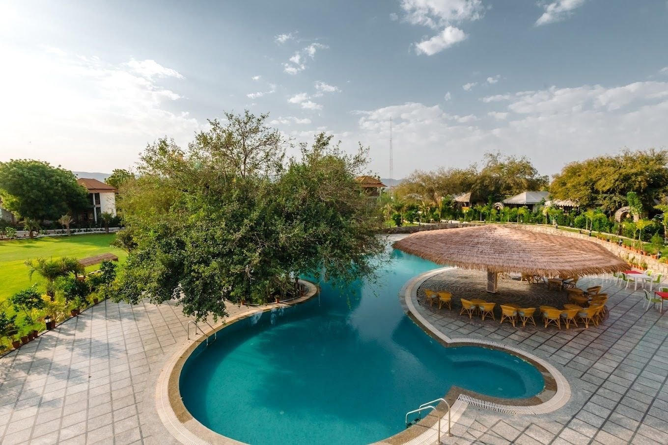 Pool and lawns for families